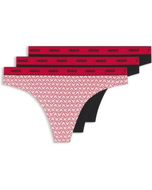 HUGO Set Van Drie Strings Van Stretchkatoen Met Logodetails - Roze
