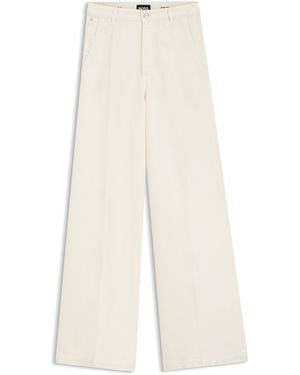 BOSS Vaqueros En Denim Color Crema Con Pernera Ancha Y Raya En La Parte Delantera - Blanco