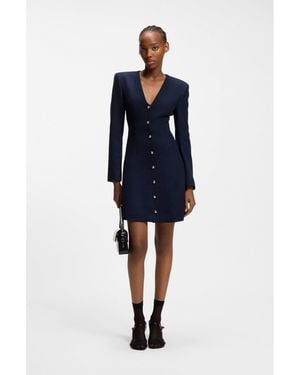 HUGO Bouclé Dress With-Tone Buttons - Blue