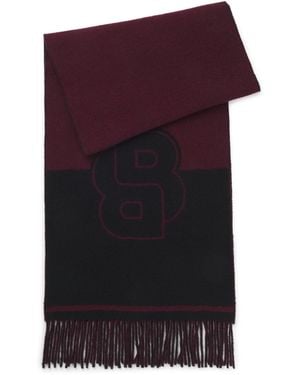 BOSS Wool-Blend Scarf With Double B Monogram Jacquard - Purple