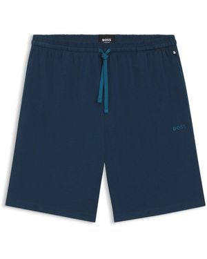 BOSS Shorts Van Stretchkatoen Met Logostiksel - Blauw