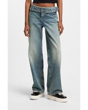 HUGO Baggy-Fit Jeans With Denim Belt - Blue