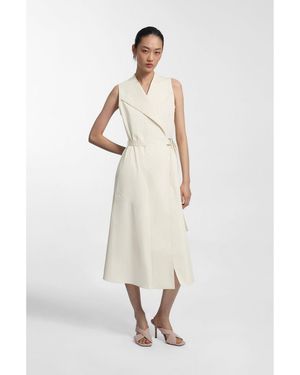 BOSS Stretch-Cotton Wrap Dress With Adjustable Belt - Natural