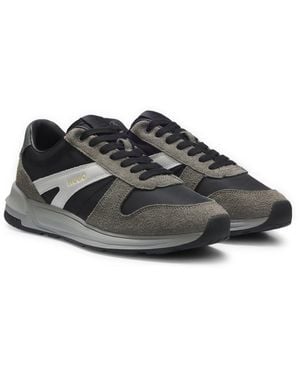 HUGO Deportivas Con Ribetes De Ante Y Detalles De Logo - Negro