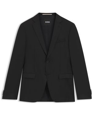 BOSS Single-breasted Jacket In Virgin-wool Serge - Blue