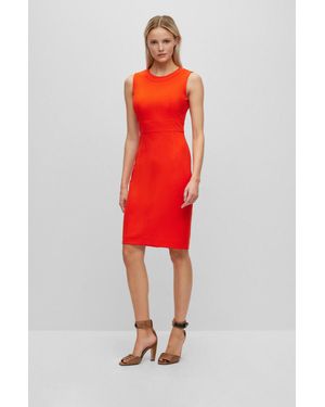 BOSS Slim-fit Business Dress With Front Slit - Red