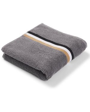 BOSS Toalla De Mano De Algodón Con Raya Característica De La Firma - Gris