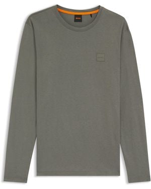 BOSS T-Shirt Aus Baumwoll-Jersey Mit Logo-Aufnäher - Grau