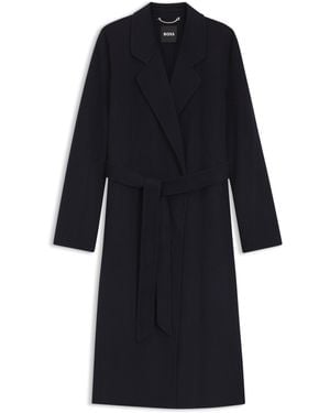 BOSS Langer Slim-Fit Mantel Aus Woll-Mix - Schwarz