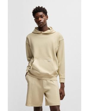 HUGO Cotton-Terry Hoodie With Vintage Eyelets - Natural