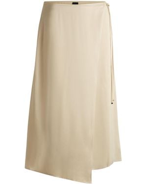 BOSS Midirock Aus Satin Mit Wickelfront - Natur