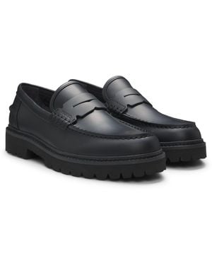 HUGO Loafer Aus Leder Mit Profilsohlen - Schwarz