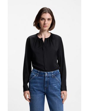 BOSS Collarless Regular-Fit Blouse - Black