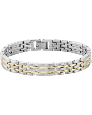 BOSS Two-Tone Cuff With Multi-Link Design - White