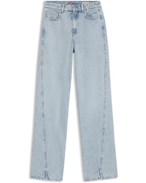 BOSS High-Rise Jeans Van Gemêleerde Zachte Denim Met Wijde Pijpen - Blauw