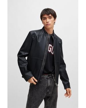 Boss men's leather jacket sale 2025