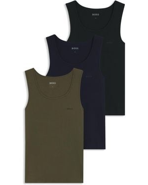 BOSS Three-Pack Cotton Vests - Green