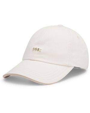 BOSS Cotton-Twill Cap With Metal Logo Trim - White