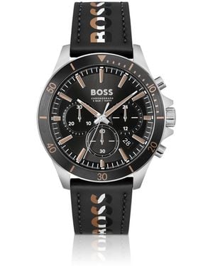 BOSS Branded-Strap Chronograph Watch With Dial - Black