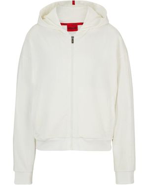 HUGO Sweat à capuche zippé avec logos floqués revisités - Blanc