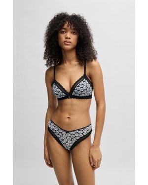 HUGO Daisy-Print Bra With Lace Trims - Multicolour