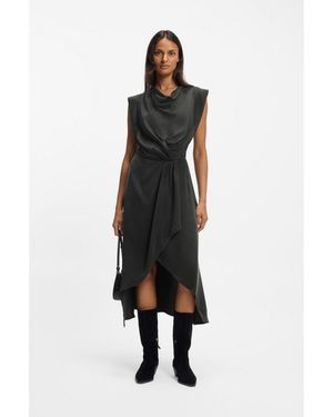 BOSS Cowl-Neck Dress With Wrap Skirt - Black