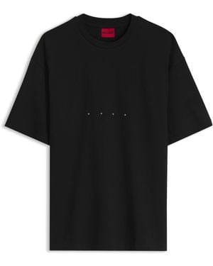 HUGO Oversized-Fit T-Shirt Van Katoen Met Een Mix Van Merkaccenten - Zwart