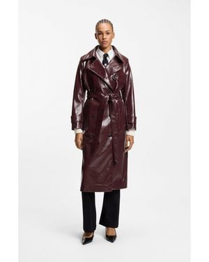 HUGO Double-Breasted Trench Coat - Red