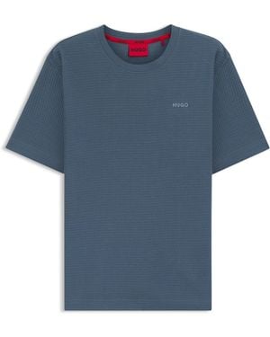 HUGO T-Shirt Del Pigiama Con Lavorazione A Nido D'Ape E Logo Ricamato - Blu