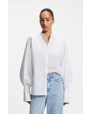 BOSS Regular-Fit Cotton-Poplin Shirt With Kimono Sleeves - White