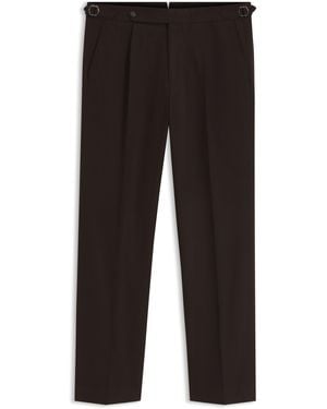 BOSS Tapered-Fit Broek Van Italiaans Katoen Met Dessin - Zwart