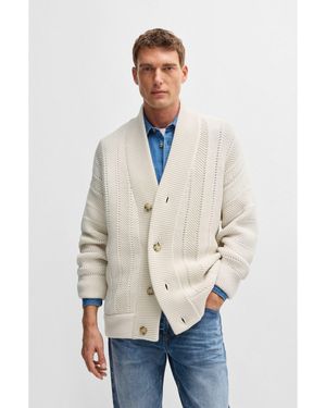 BOSS Selected By Beckham Relaxed-Fit Cardigan - Natural