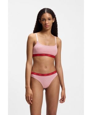 HUGO Three-Pack Of Stretch-Cotton Thongs With Logo Details - Red