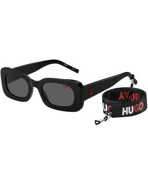 HUGO Acetate Sunglasses With Detachable Slogan Strap - Black