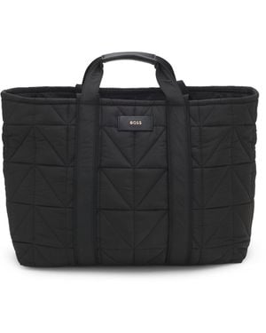 BOSS Quilted Tote Bag With Logo Patch - Black