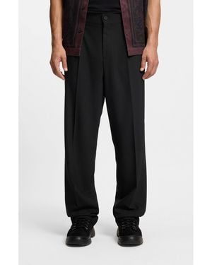HUGO Modern-Fit Stretch Twill Trousers - Black