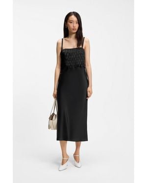 BOSS Long-Length Strappy Dress With Laser-Cut Details - Black