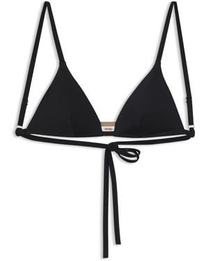 BOSS Signature-Stripe Bikini Top - Black