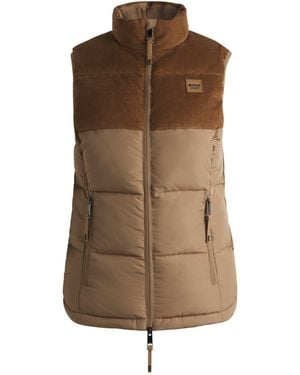 BOSS Equestrian Waterproof Gilet With Corduroy Trim - Brown