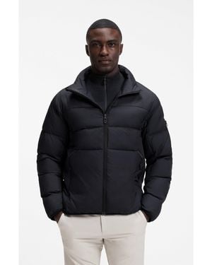 BOSS Water-Repellent Puffer Jacket With Zipped Sleeve Pocket - Black