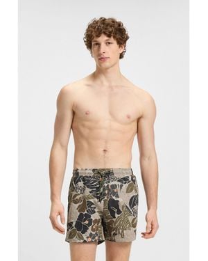 HUGO Quick-Dry Swim Shorts With All-Over Print - Green