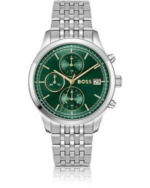 BOSS Stratus-Dial Chronograph Watch With Link Bracelet - Green