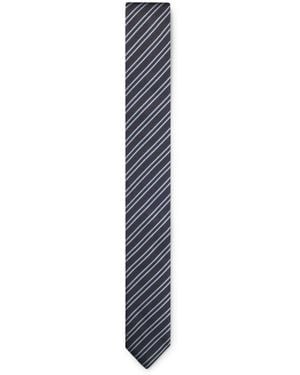 HUGO Silk Tie With Diagonal Stripes - Blue