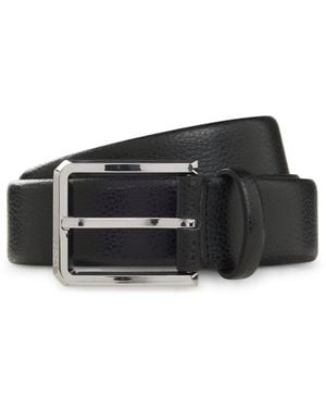 BOSS Grained-Leather Belt With Bombé Construction - Black
