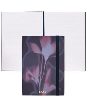 BOSS Cuaderno A5 Azul Marino Con Estampado Floral Y Logo Estampado Metalizado - Morado