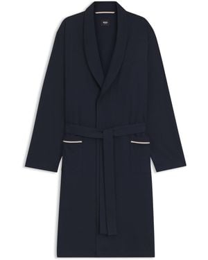 BOSS Morgenmantel Aus Baumwoll-Jersey Mit Logo-Stickerei - Blau