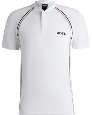 BOSS Sportives Slim-Fit Poloshirt Aus Besonders Elastischem Mesh - Weiß