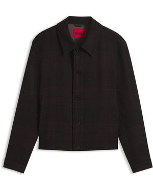 HUGO Veste En Laine Mélangée À Carreaux Partout - Noir