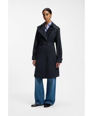 BOSS Water-Repellent Trench Coat With Buckled Belt - Blue