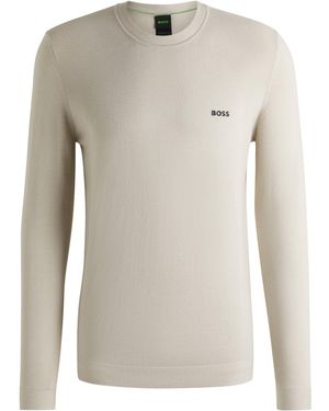 BOSS Regular-Fit Pullover Aus Baumwoll-Mix Mit Logo-Print - Weiß